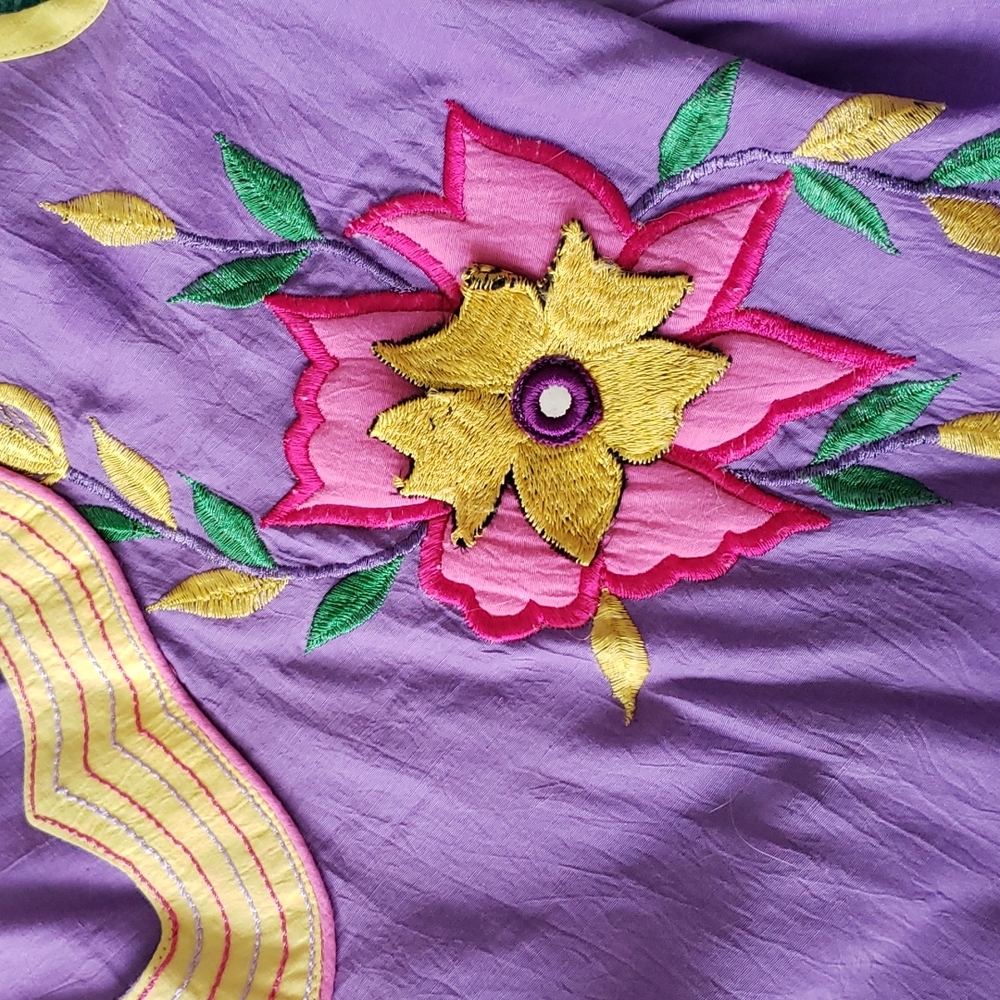Long purple tunic with mirrored flowers